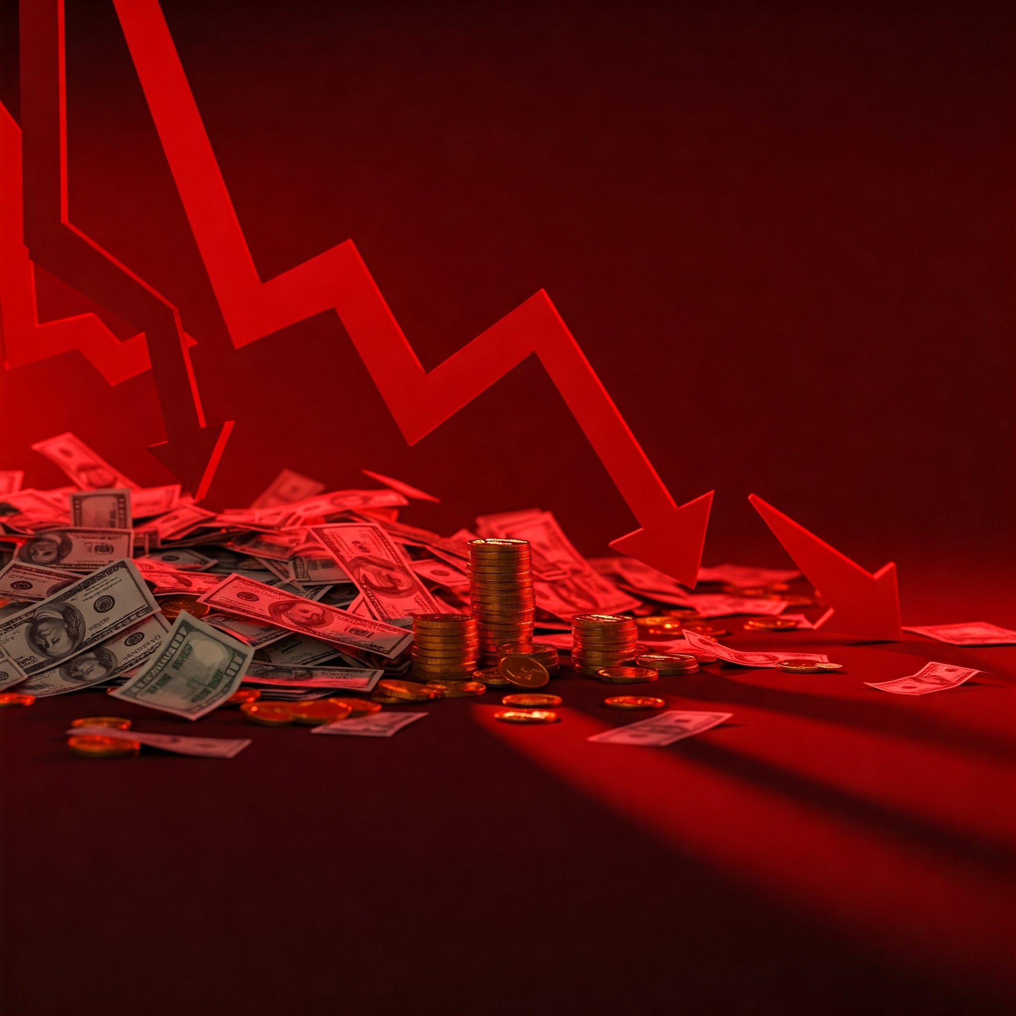 photo of Prominent Red Downward Arrows Over Wealth